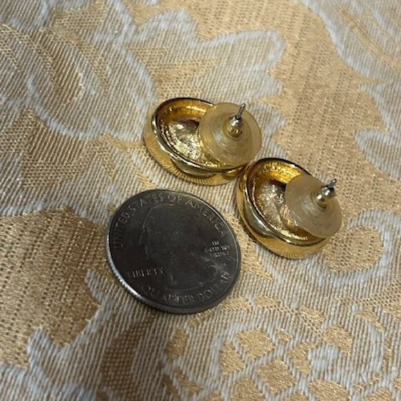 S.A.L SWAROVSKI Black Oval Crystal Gold Tone EARRINGS - Picture 5 of 7